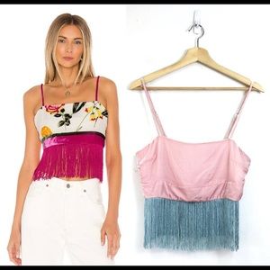 NBD Alaina Velvet Fringe ahem Crop Top